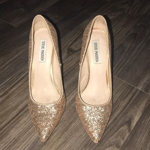 Gold glitter heels